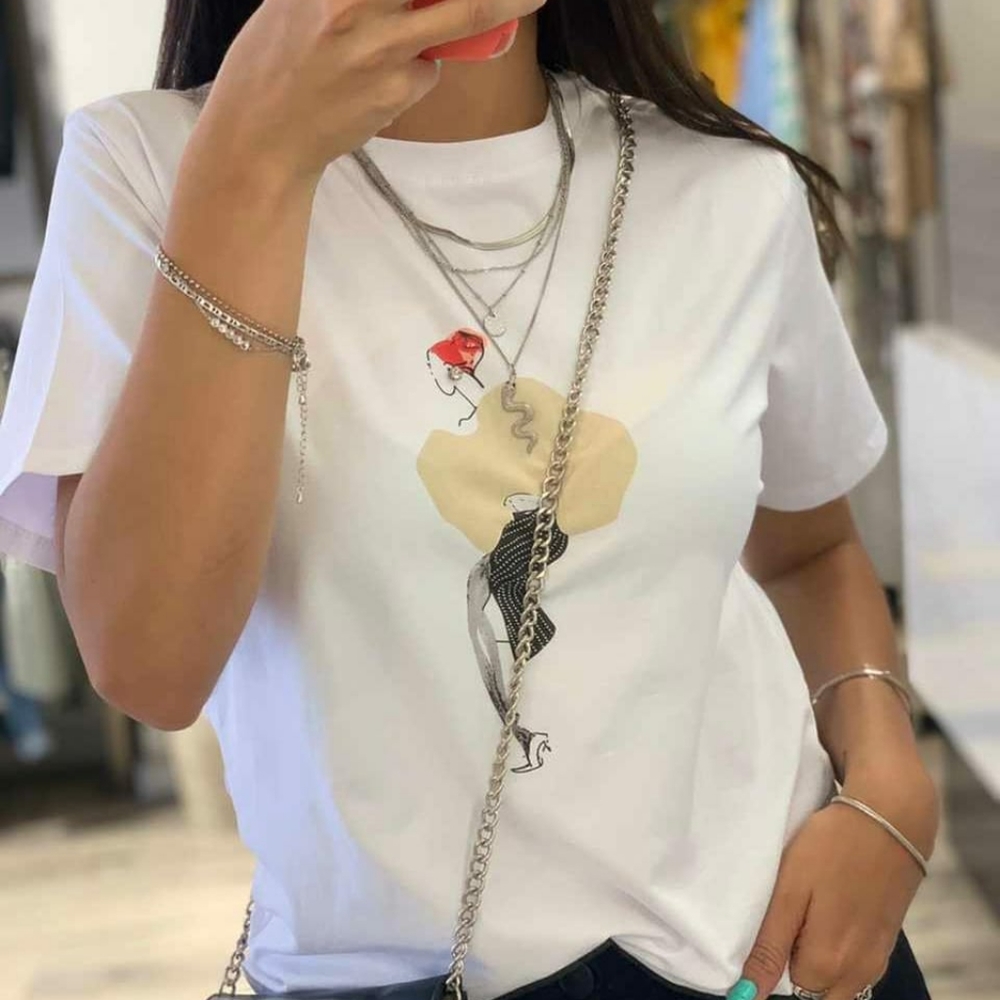 ITOO  White Earing T-Shirt made in Italy Size: M